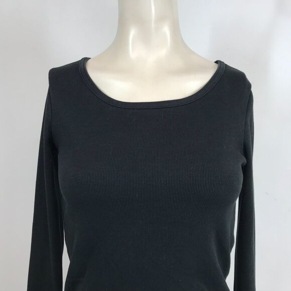 PACT - WOMEN'S SMALL - BLACK LONG SLEEVE ROUND NECK ORGANIC COTTON BLEND TOP - Picture 2 of 8
